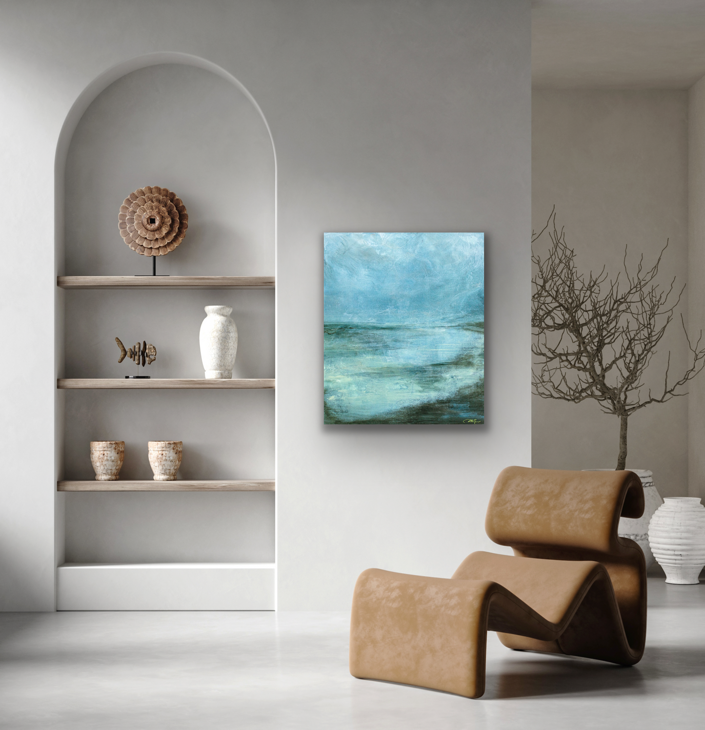 Emerald abstract art work will look amazing in your living room, dining room, hallway or even a bedroom.