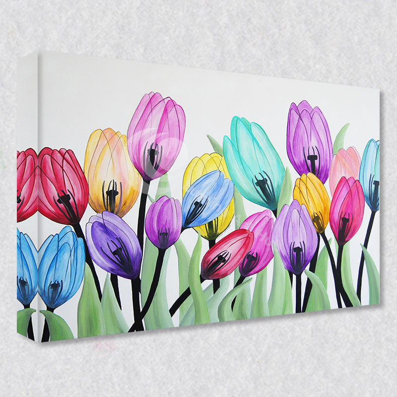 "Joyful" comes as a gallery wrapped canvas print with a rich 1.5 inch thick wood frame. We use a moisture resistant poly-cotton canvas that will not sag and high quality inks that will last over 100 years.