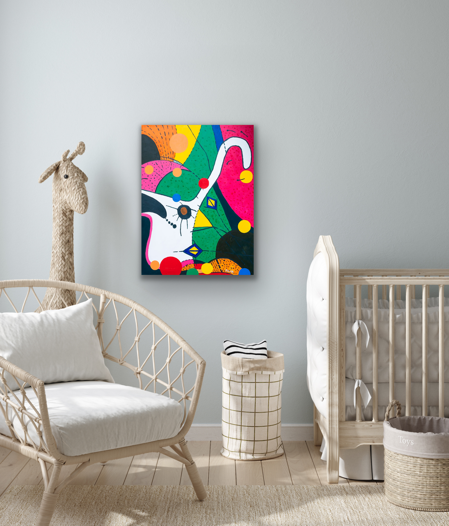 big white cat original painting