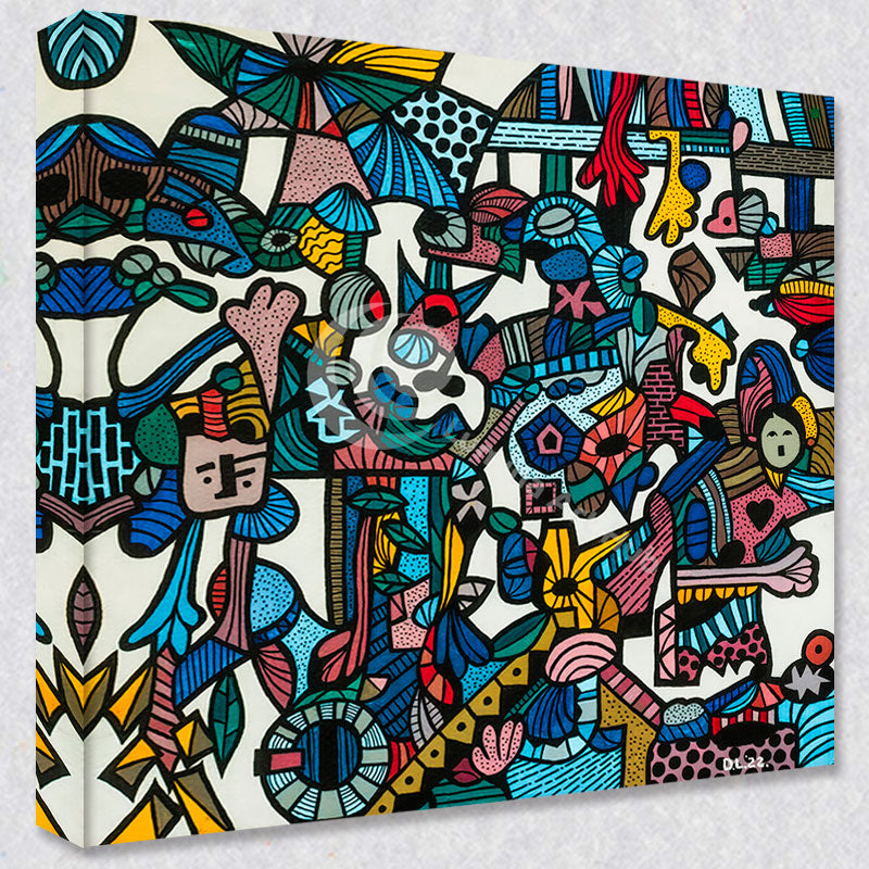 "Mr. Hattle" comes as a gallery wrapped canvas print with a rich 1.5 inch thick wood frame. We use a moisture resistant poly-cotton canvas that will not sag and high quality inks that will last over 100 years.