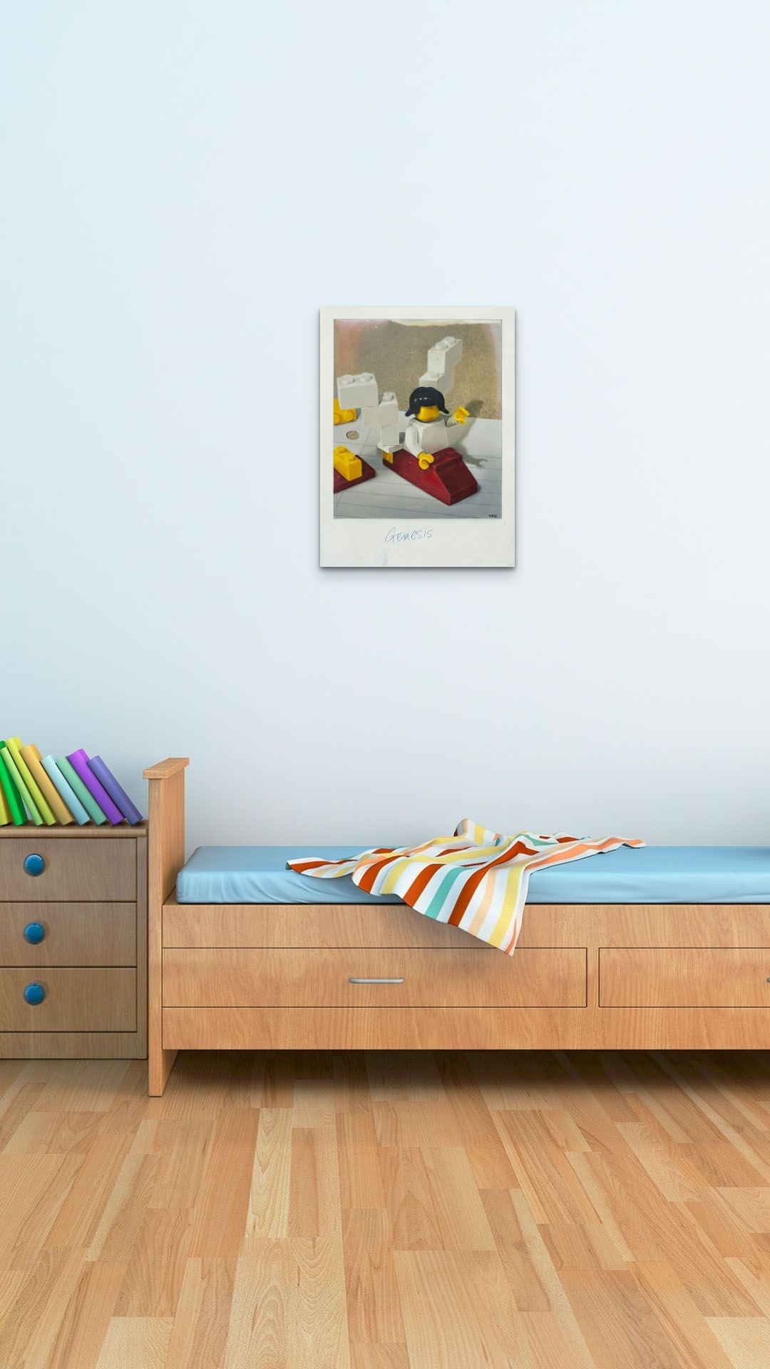 If you have a lego crazy kids this with would be the perfect wall art for their room. "Genesis" comes in two different sizes.