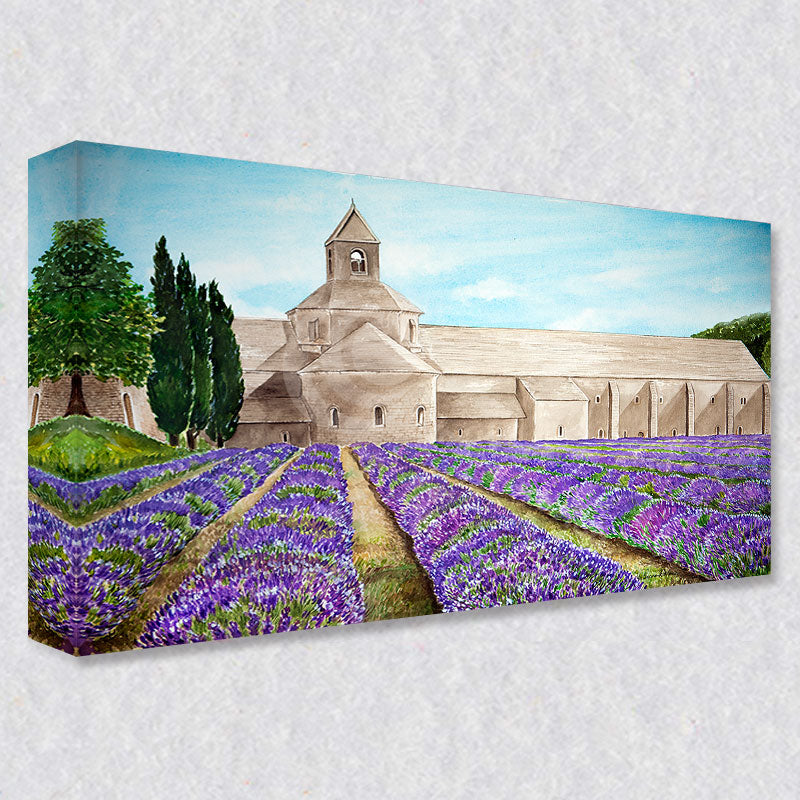 "Lavender Field of Senanque" comes as a gallery wrapped canvas print with a rich 1.5 inch thick wood frame. We use a moisture resistant poly-cotton canvas that will not sag and high quality inks that will last over 100 years.
