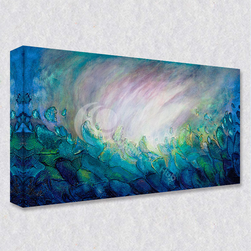 "Turbulence" comes as a gallery wrapped canvas print with a rich 1.5 inch thick wood frame. We use a moisture resistant poly-cotton canvas that will not sag and high quality inks that will last over 100 years.