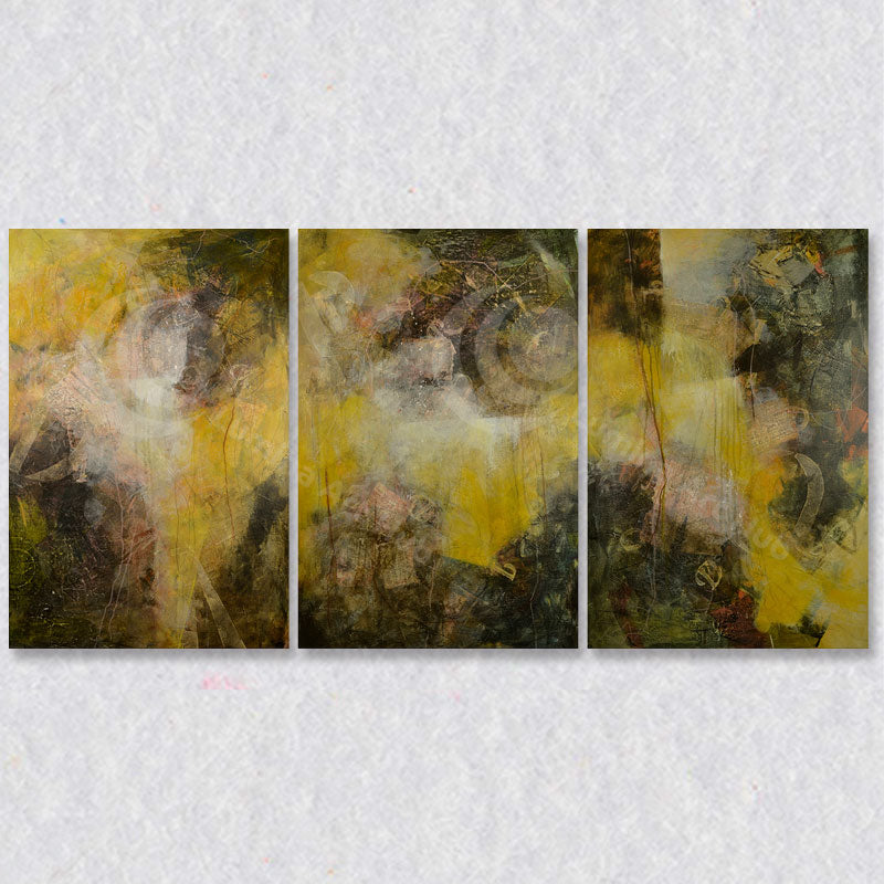 "Loud and Clear" Triptych painting was created by Canadian artist Victoria Klassen.