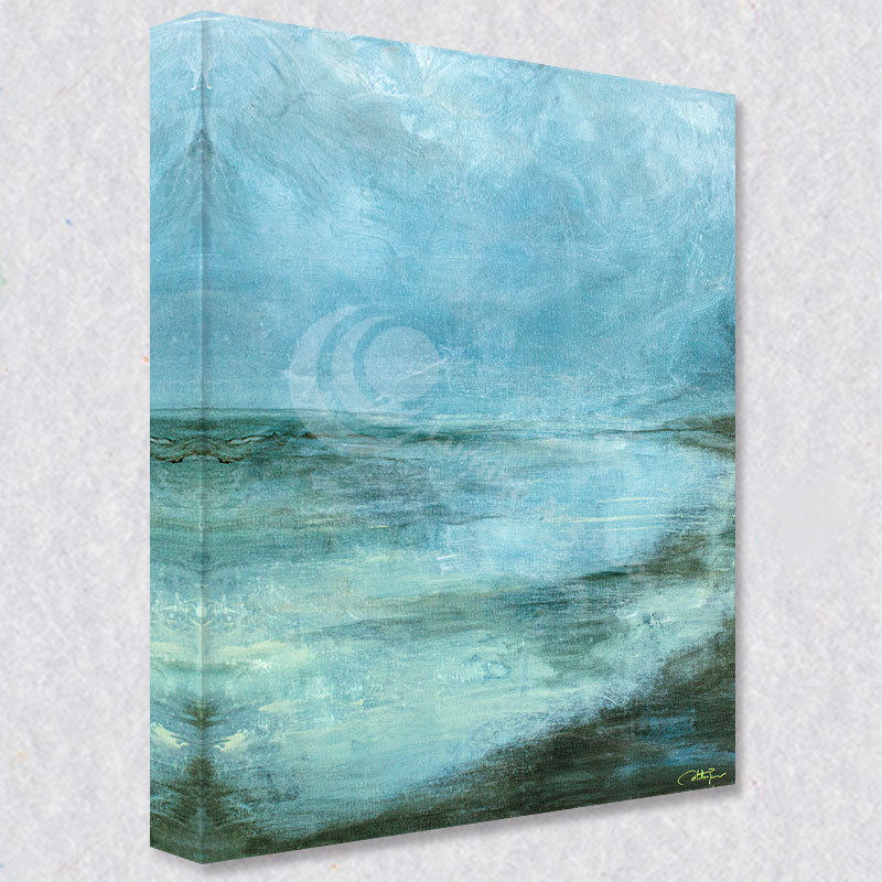 "Emerald" comes as a gallery wrapped canvas print with a rich 1.5 inch thick wood frame. We use a moisture resistant poly-cotton canvas that will not sag and high quality inks that will last over 100 years.