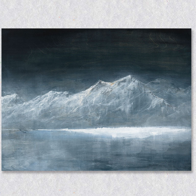 Painting of snow-capped mountains