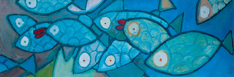 Colorful mosaic of fish