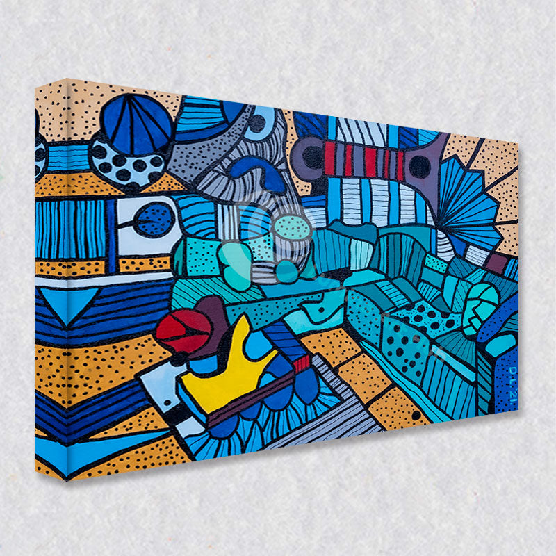 "Elephant in the Room" comes as a gallery wrapped canvas print with a rich 1.5 inch thick wood frame. We use a moisture resistant poly-cotton canvas that will not sag and high quality inks that will last over 100 years.