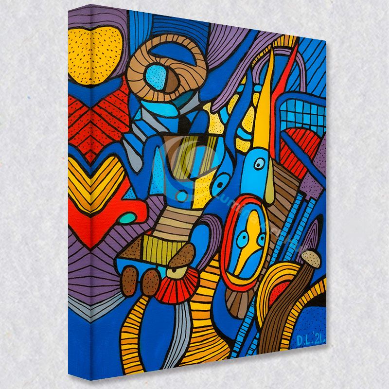 "Rock Scissors Stoned" comes as a gallery wrapped canvas print with a rich 1.5 inch thick wood frame. We use a moisture resistant poly-cotton canvas that will not sag and high quality inks that will last over 100 years.