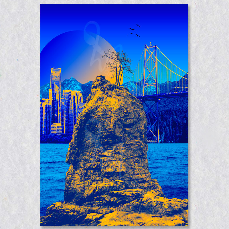  Siwash Rock wall art Blue/Yellow.