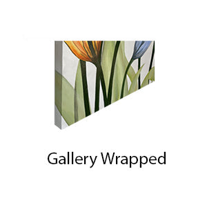 We recommend your frame your wall art canvas print with a gallery wrap. We stretch the canvas around a wood frame and it comes delivered ready to hang. No additional costs involved for framing.