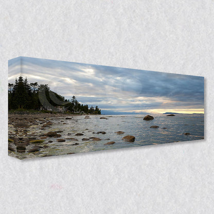 "Shoreline Serenity" photograph comes as a gallery wrapped canvas print with a rich 1.5 inch thick wood frame. We use a moisture resistant poly-cotton canvas that will not sag and high quality inks that will last over 100 years.