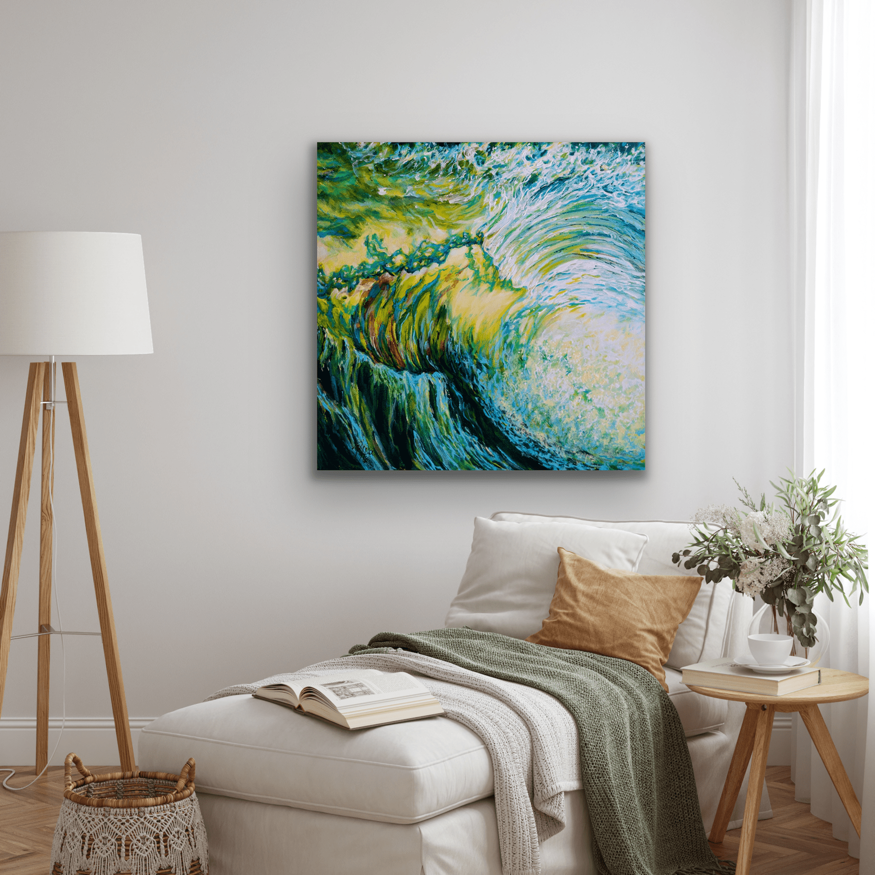 The work of art comes in five different canvas print sizes.