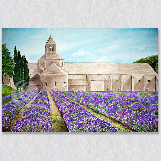 "Lavender Fields of Senanque" wall art was created by Susan Holmes.