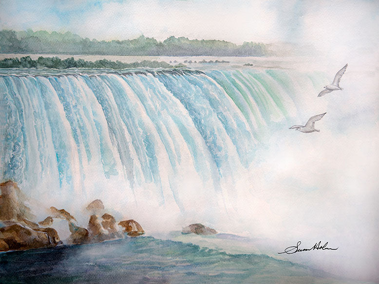 Watercolor painting of Niagara Falls