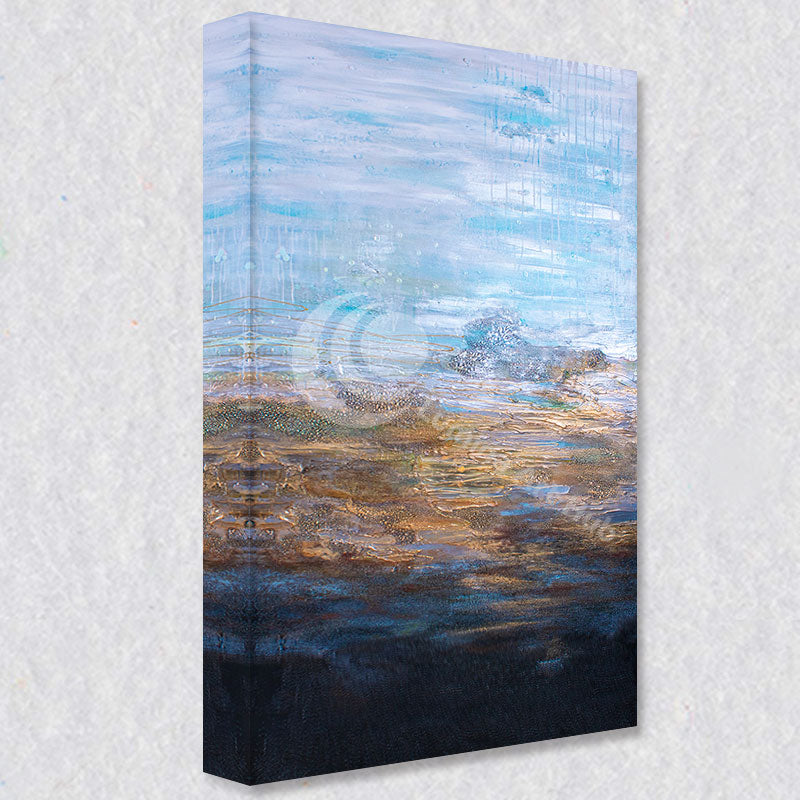 "Golden Hour" comes as a gallery wrapped canvas print with a rich 1.5 inch thick wood frame. We use a moisture resistant poly-cotton canvas that will not sag and high quality inks that will last over 100 years