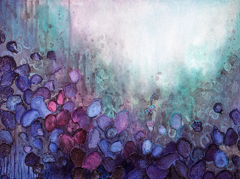 Abstract art with purple and blue hues