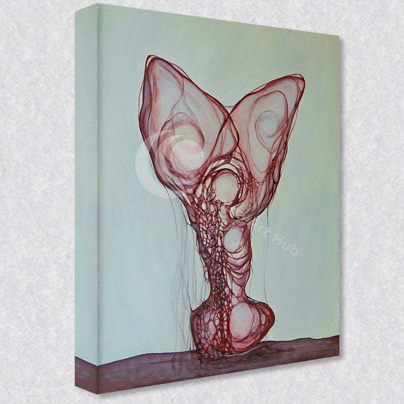 "Chrysalis" comes as a gallery wrapped canvas print with a rich 1.5 inch thick wood frame. We use a moisture resistant poly-cotton canvas that will not sag and high quality inks that will last over 100 years.